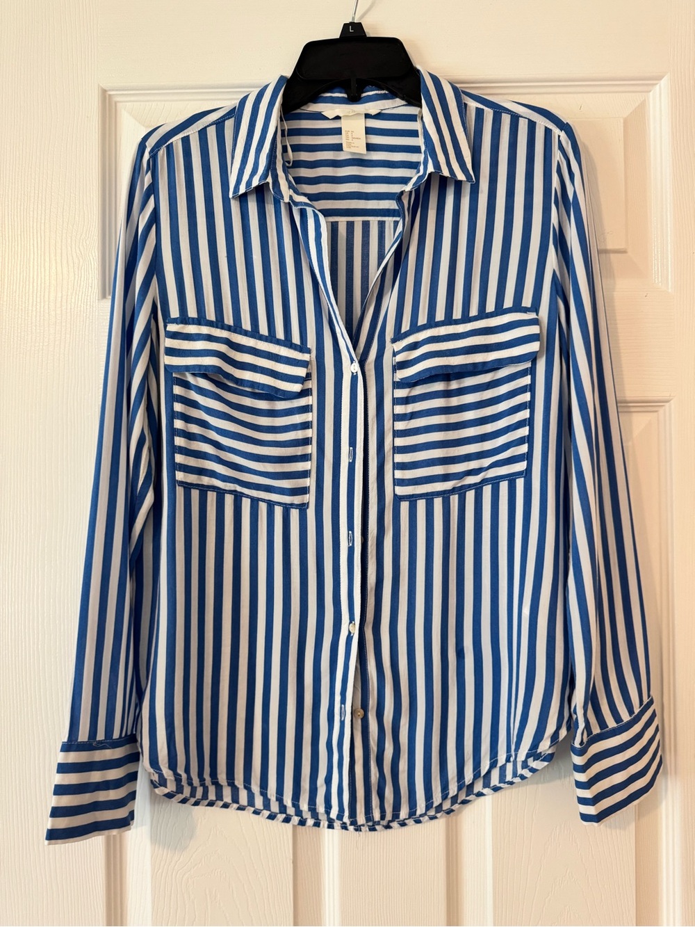 H&M Blue and White Striped Button-Down Shirt